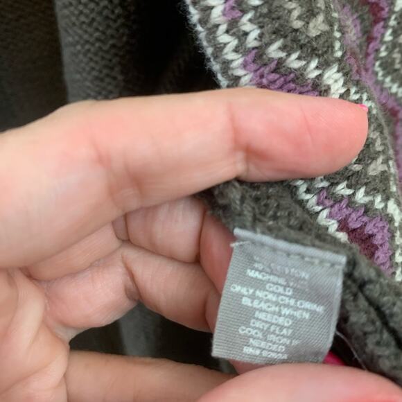 Fossil Fair Isle Trimmed Drape Brown/Purple Sweater Cardigan - Picture 3 of 5